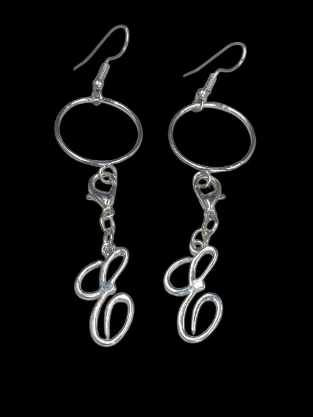 E1290 Monogram "E" Italian Design Dangle Drop Earrings